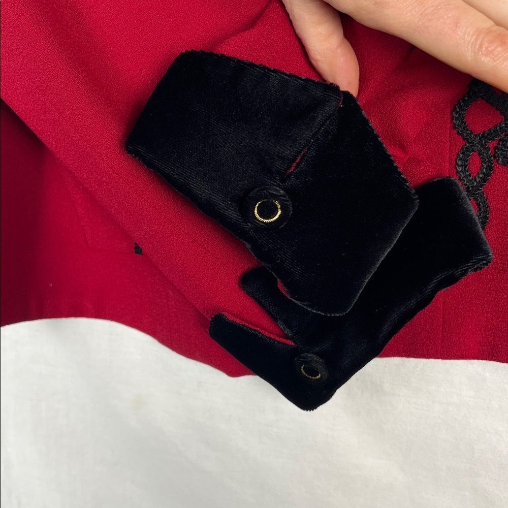 Vintage SOOO CRAZY Rina Ross Wool Red Button Up Brazer with Black Embellishments - Picture 3 of 9